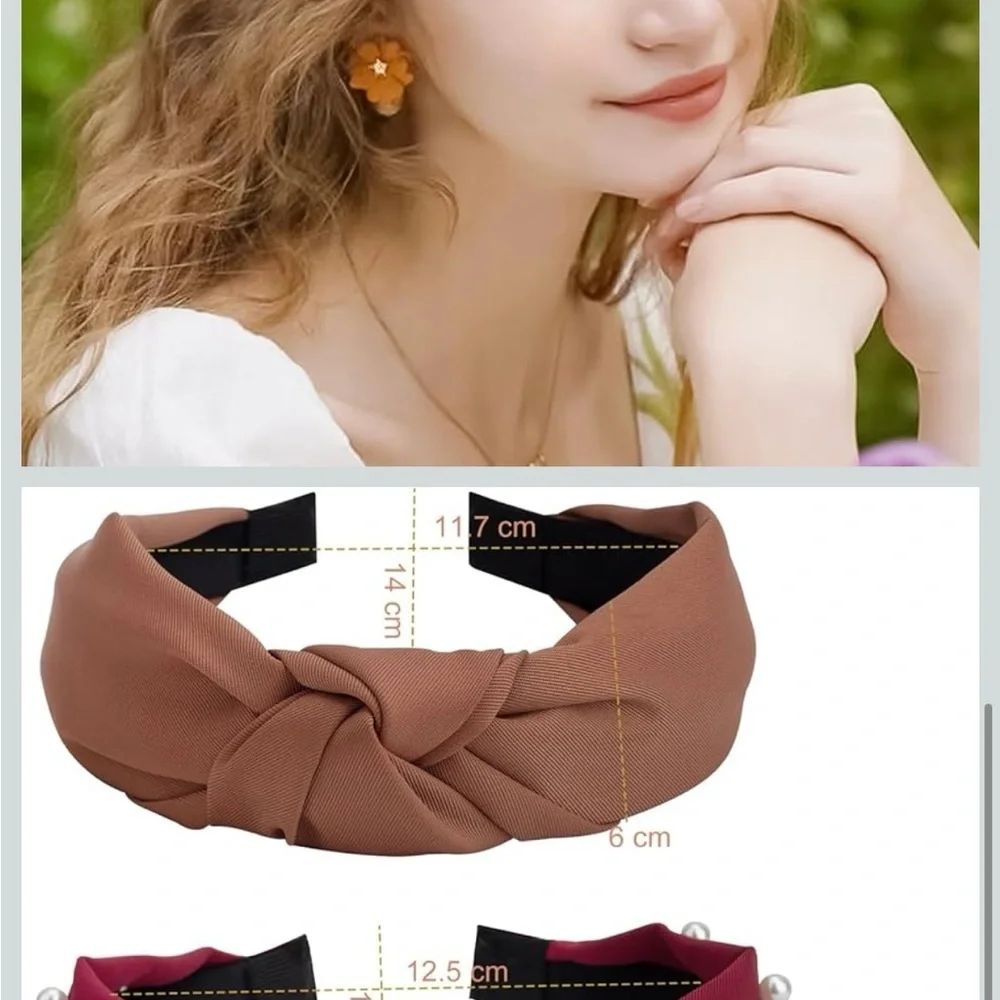 6 PCS Pearl Headbands for Women with Fabric Knotted Headbands